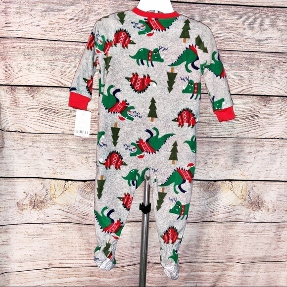 NWT Carters Christmas Dinosaurs footed Pajamas Size 12 months - Picture 5 of 5